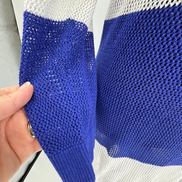 Tommy‎ Bahama Womens Swim Cover Up Dress L Open Knit Blue White Striped Nautical - Picture 4 of 7